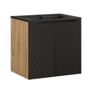 Comad Koupelnová skříňka s keramickým umyvadlem Ocean Black 60 cm - černá mat