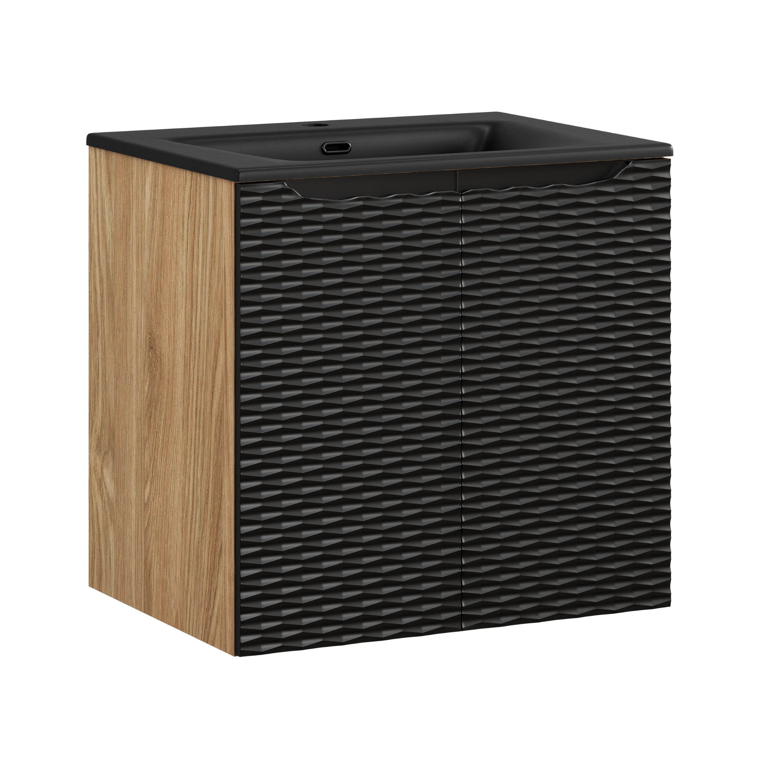 Comad Koupelnová skříňka s keramickým umyvadlem Ocean Black 60 cm - černá mat