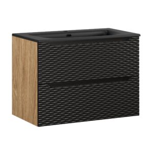 Comad Koupelnová skříňka s keramickým umyvadlem Ocean Black 80 cm - černá mat