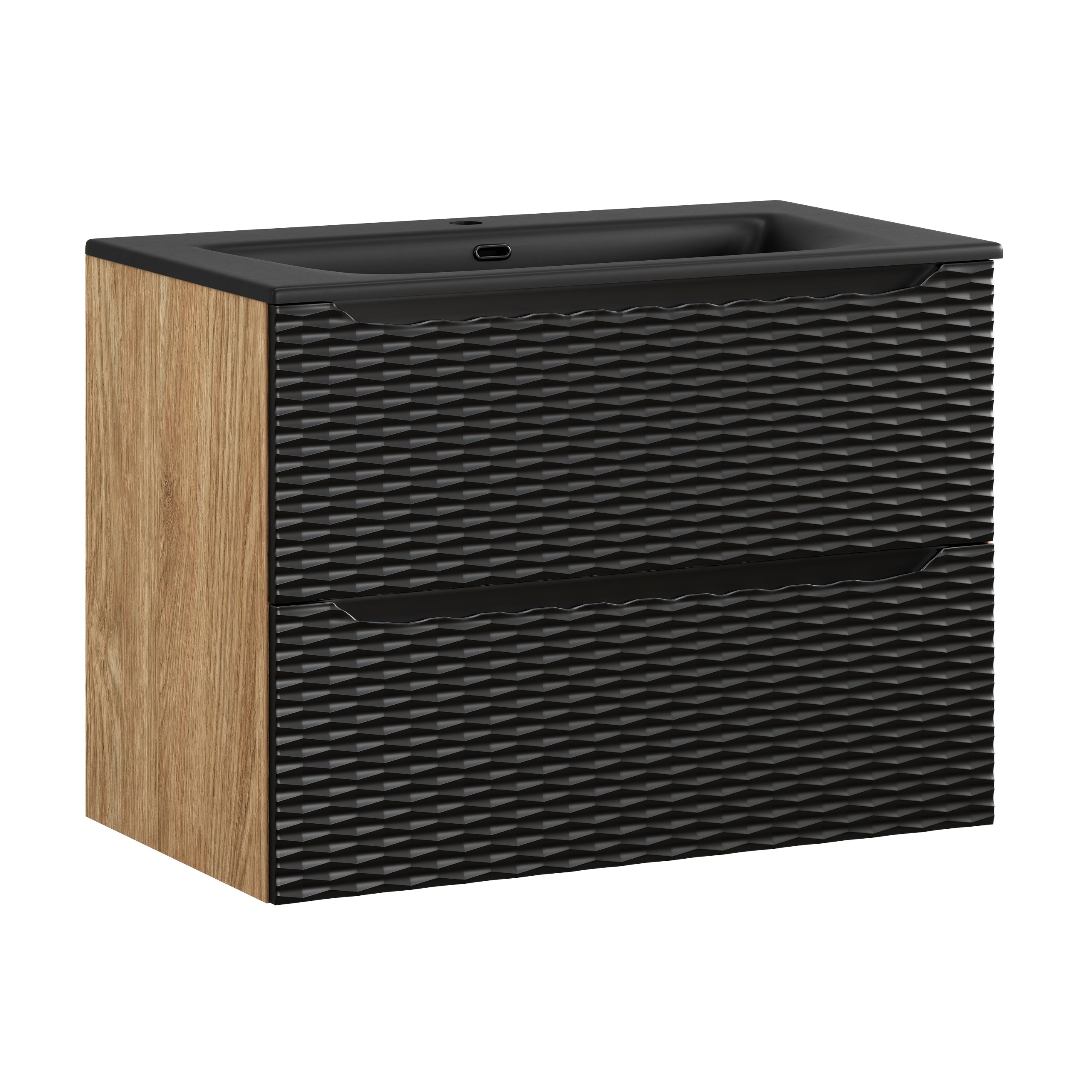 Comad Koupelnová skříňka s keramickým umyvadlem Ocean Black 80 cm - černá mat