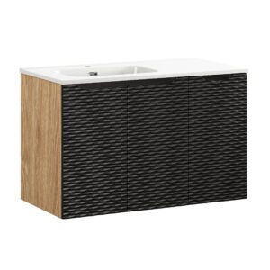 Comad Koupelnová skříňka s keramickým umyvadlem Ocean Black 90 cm - černá mat