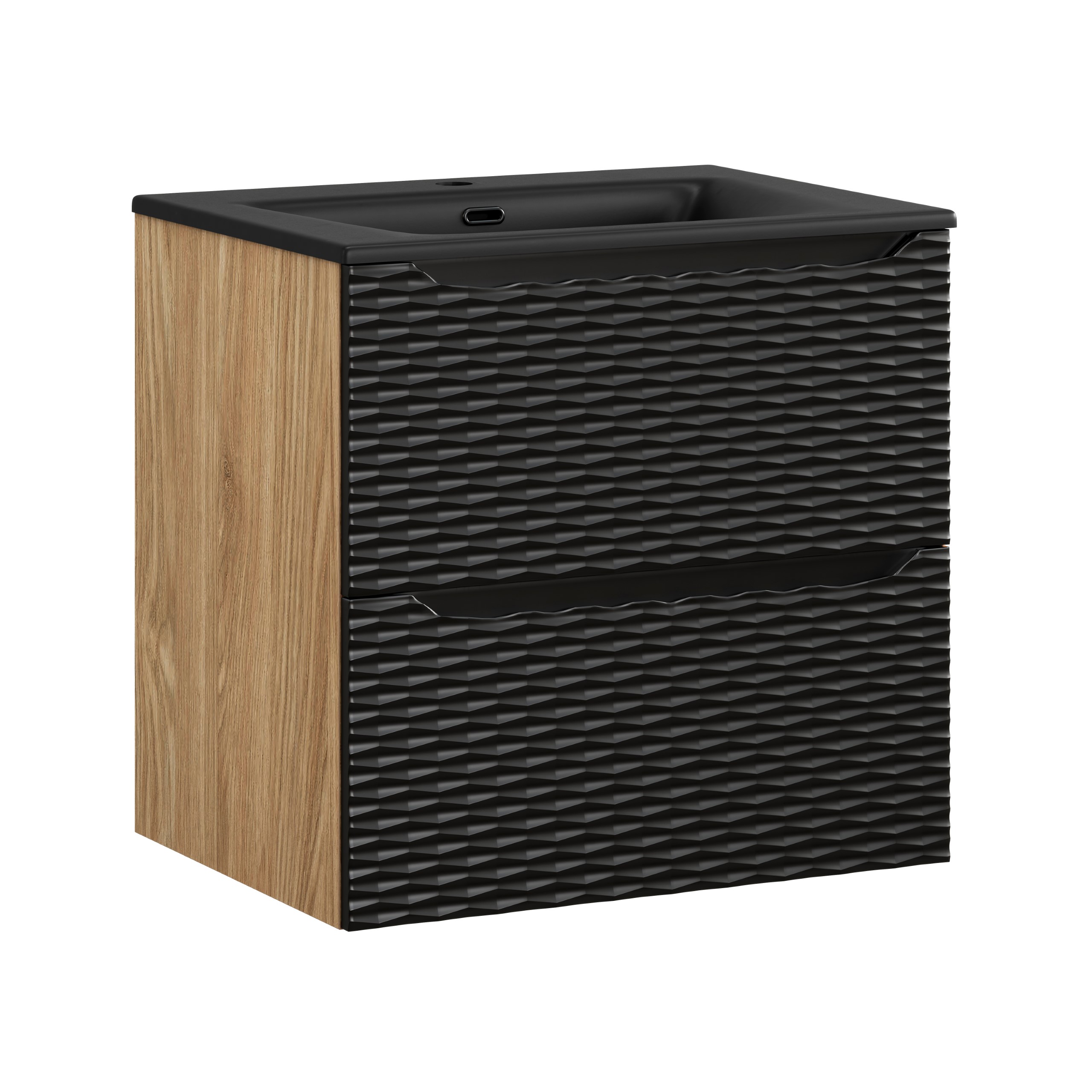 Comad Koupelnová skříňka s keramickým umyvadlem Ocean Black II 60 cm - černá mat