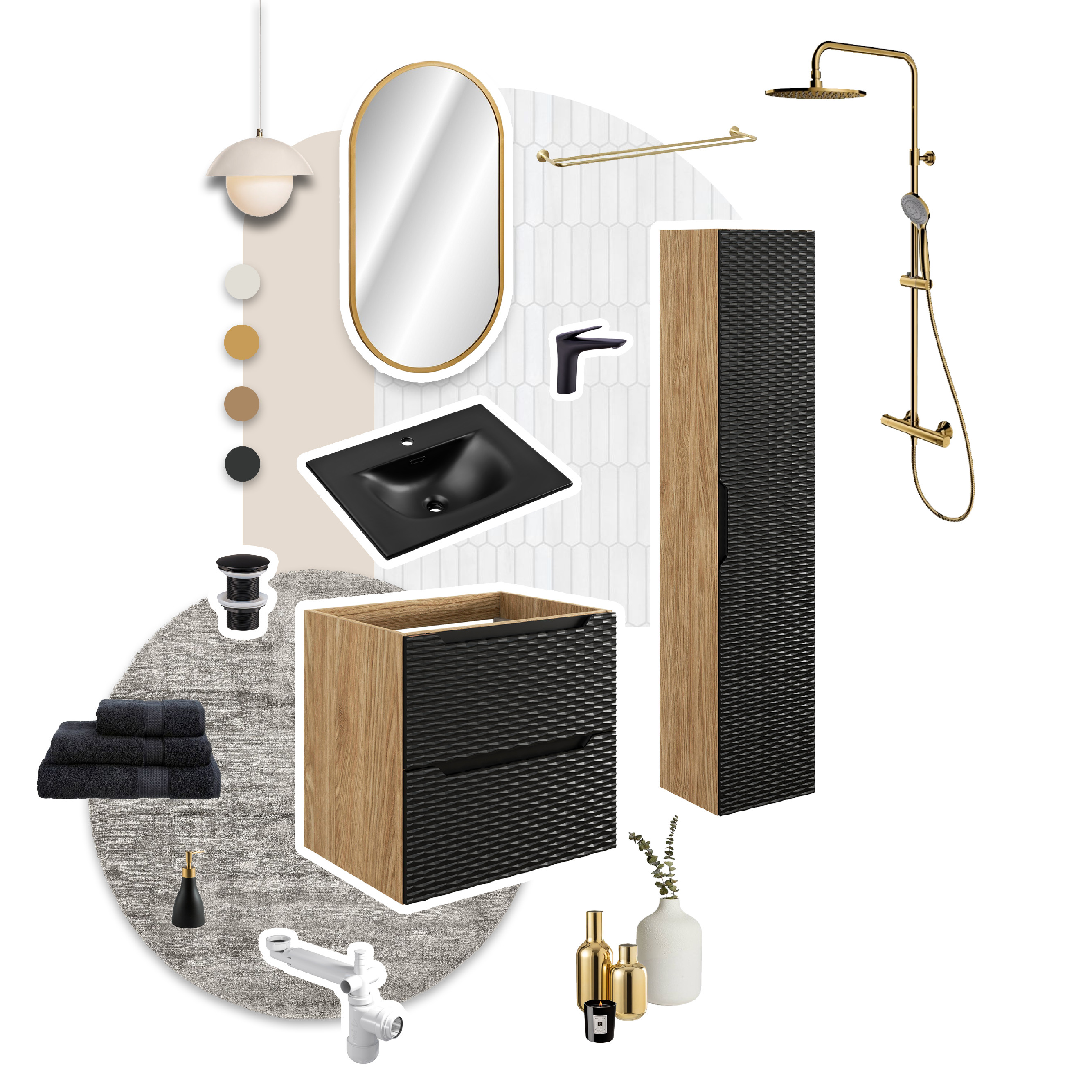 Comad Koupelnová skříňka s keramickým umyvadlem Ocean Black III 120 cm - černá mat - Obrázek 2