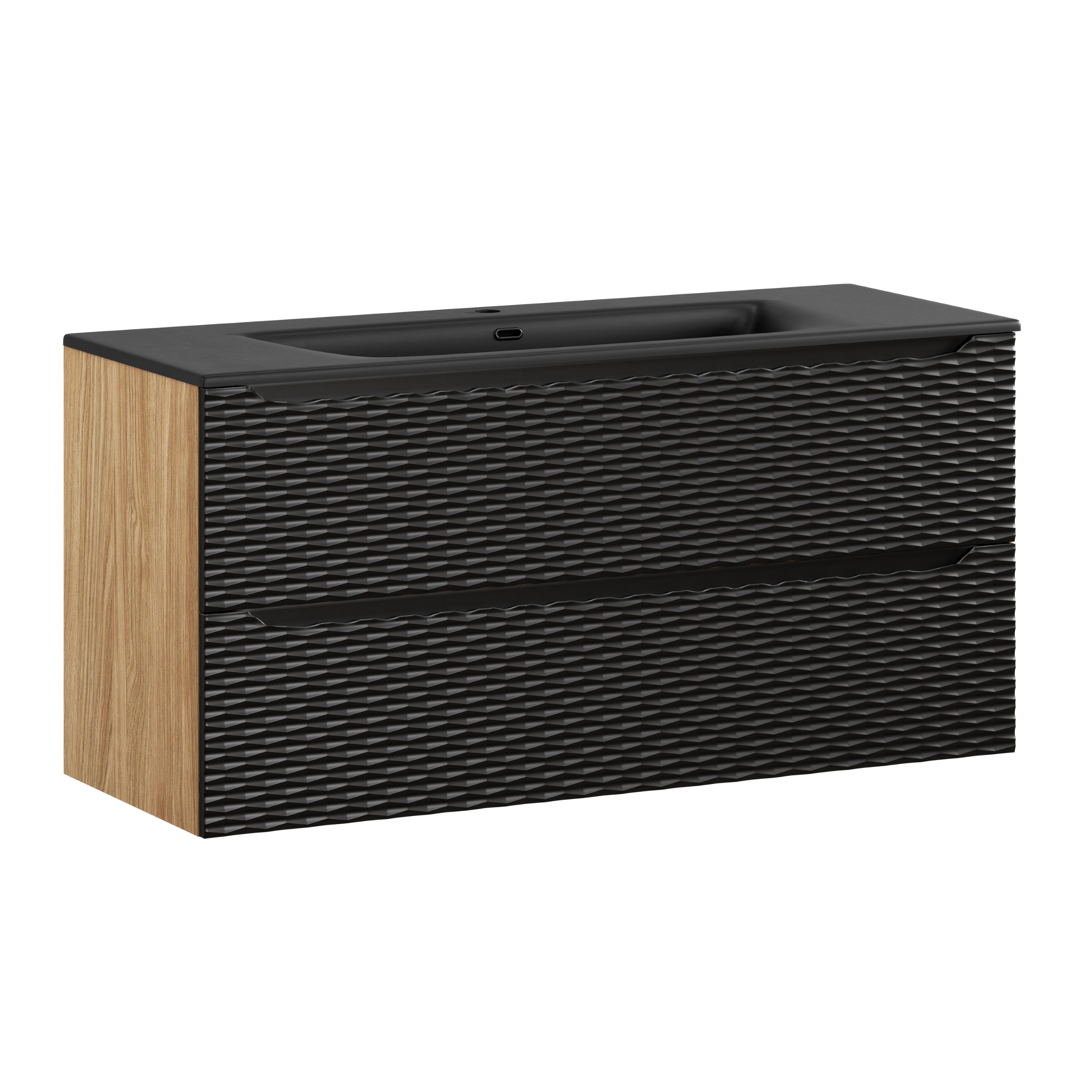 Comad Koupelnová skříňka s keramickým umyvadlem Ocean Black III 120 cm - černá mat