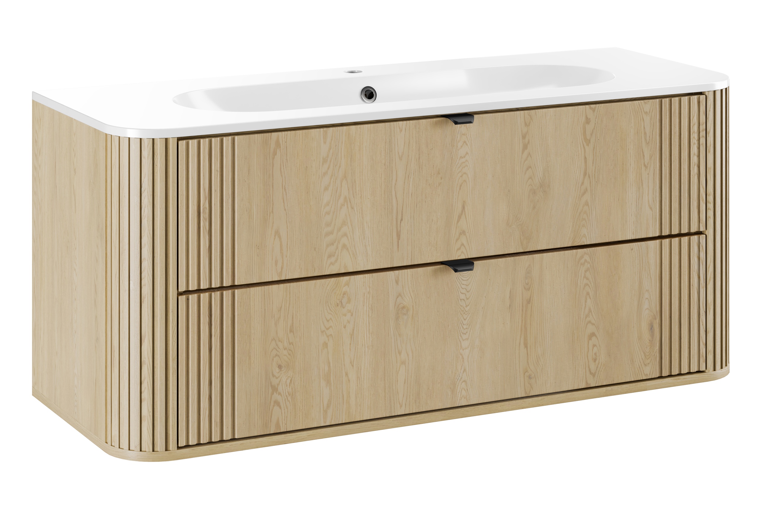 Comad Koupelnová skříňka s keramickým umyvadlem Ovalia Cremona 120 cm - dub cremona