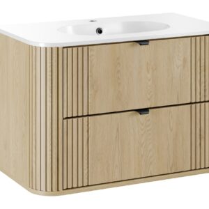 Comad Koupelnová skříňka s keramickým umyvadlem Ovalia Cremona 80 cm - dub cremona
