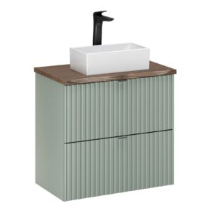 Comad Závěsná skříňka Line Reed Green Gaja s deskou a umyvadlem 60 cm zelená/dub casella
