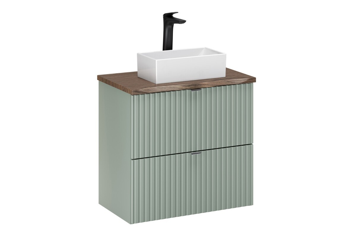 Comad Závěsná skříňka Line Reed Green Gaja s deskou a umyvadlem 60 cm zelená/dub casella