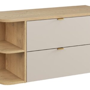 Comad Závěsná skříňka pod umyvadlo Dalia Cashmere Ovalia s deskou 100 cm kašmírová/dub cremona