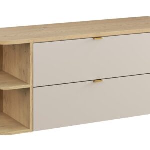 Comad Závěsná skříňka pod umyvadlo Dalia Cashmere Ovalia s deskou 120 cm kašmírová/dub cremona