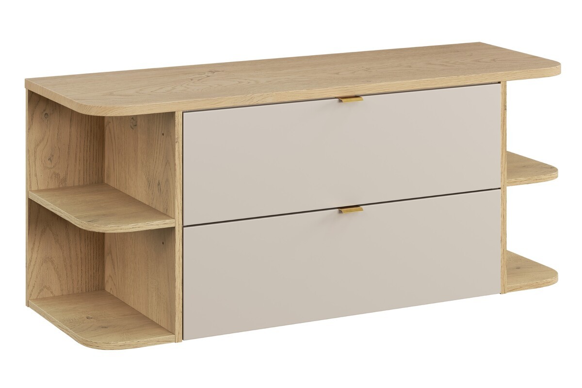 Comad Závěsná skříňka pod umyvadlo Dalia Cashmere Ovalia s deskou 120 cm kašmírová/dub cremona