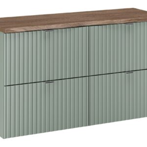 Comad Závěsná skříňka pod umyvadlo Line Reed Green s deskou 100 cm zelená/dub casella