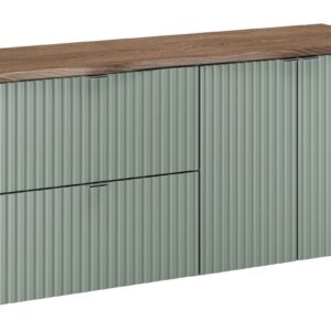 Comad Závěsná skříňka pod umyvadlo Line Reed Green s deskou 120 cm zelená/dub casella