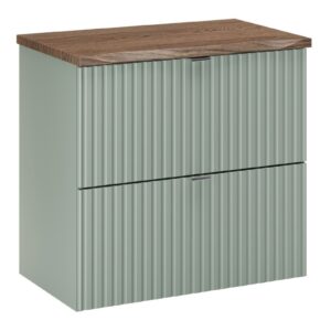 Comad Závěsná skříňka pod umyvadlo Line Reed Green s deskou 60 cm zelená/dub casella