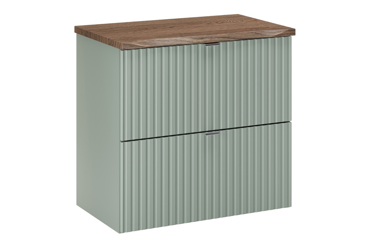 Comad Závěsná skříňka pod umyvadlo Line Reed Green s deskou 60 cm zelená/dub casella
