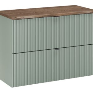 Comad Závěsná skříňka pod umyvadlo Line Reed Green s deskou 80 cm zelená/dub casella