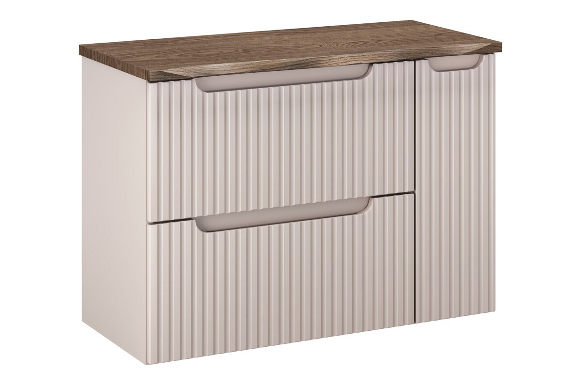 Comad Závěsná skříňka pod umyvadlo Nova Cashmere s deskou 80 cm kašmírová/dub casella