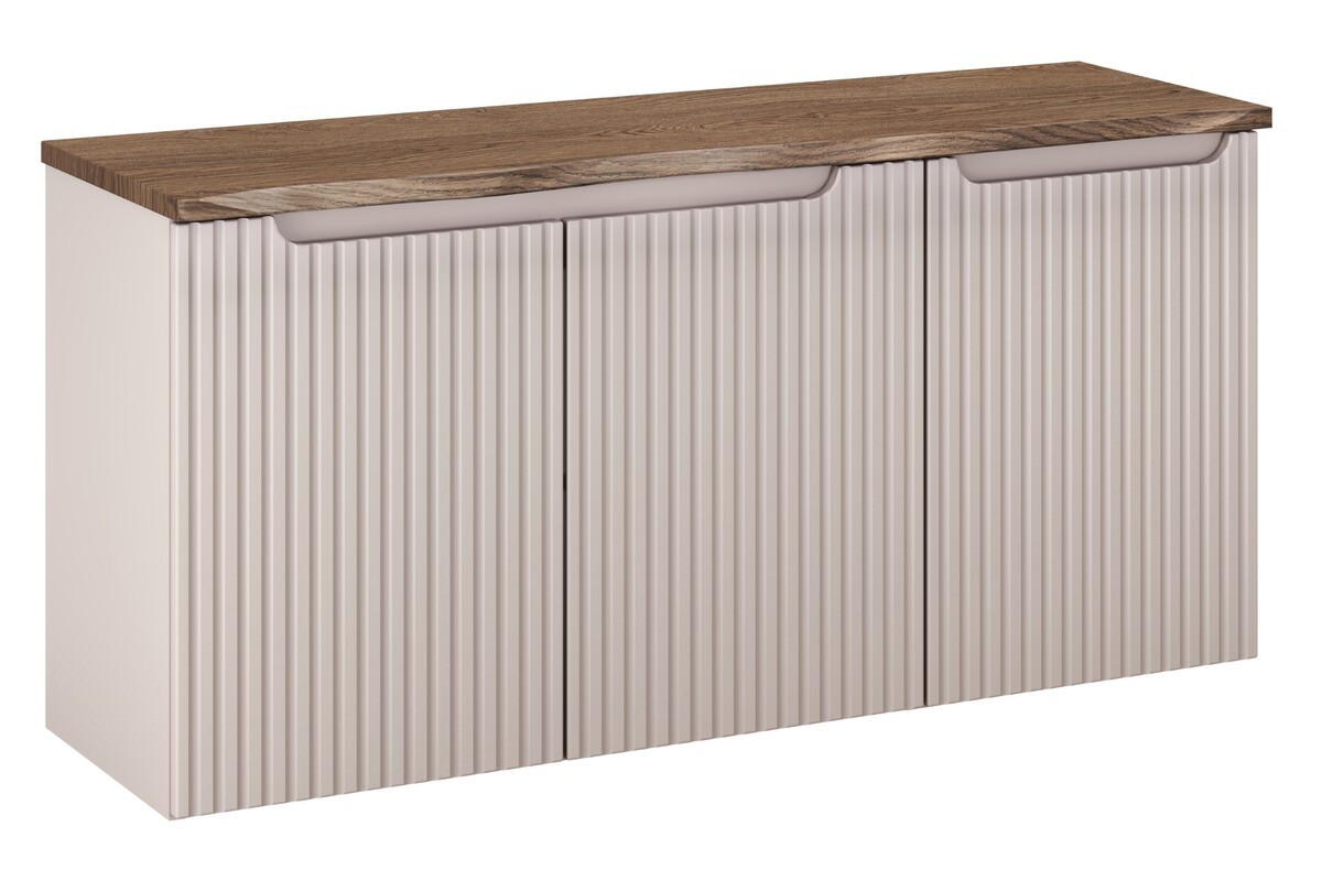 Comad Závěsná skříňka pod umyvadlo Nova Cashmere s deskou a košem na prádlo 120 cm kašmírová/dub casella