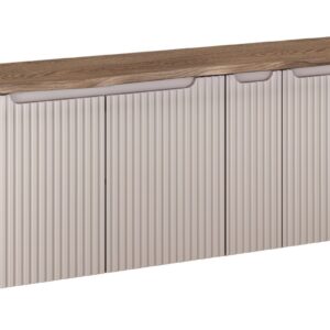 Comad Závěsná skříňka pod umyvadlo Nova Cashmere s deskou a košem na prádlo 140 cm kašmírová/dub casella