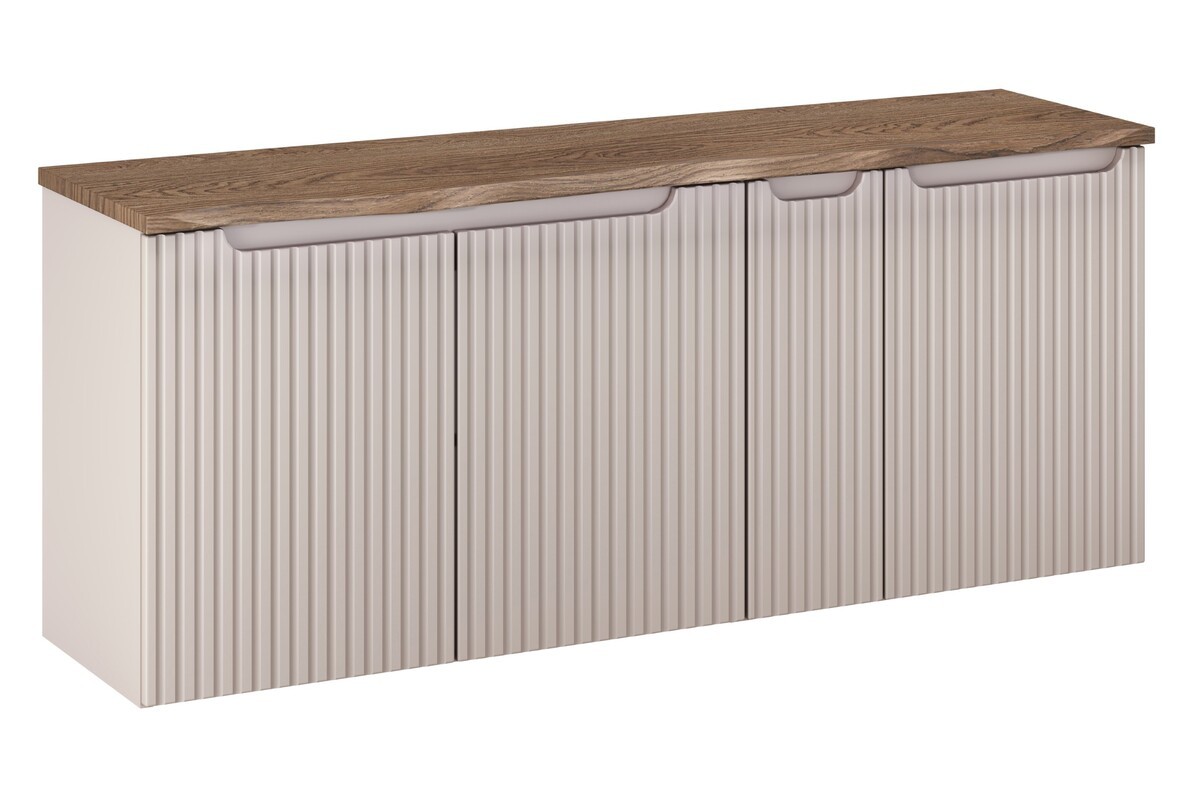 Comad Závěsná skříňka pod umyvadlo Nova Cashmere s deskou a košem na prádlo 140 cm kašmírová/dub casella