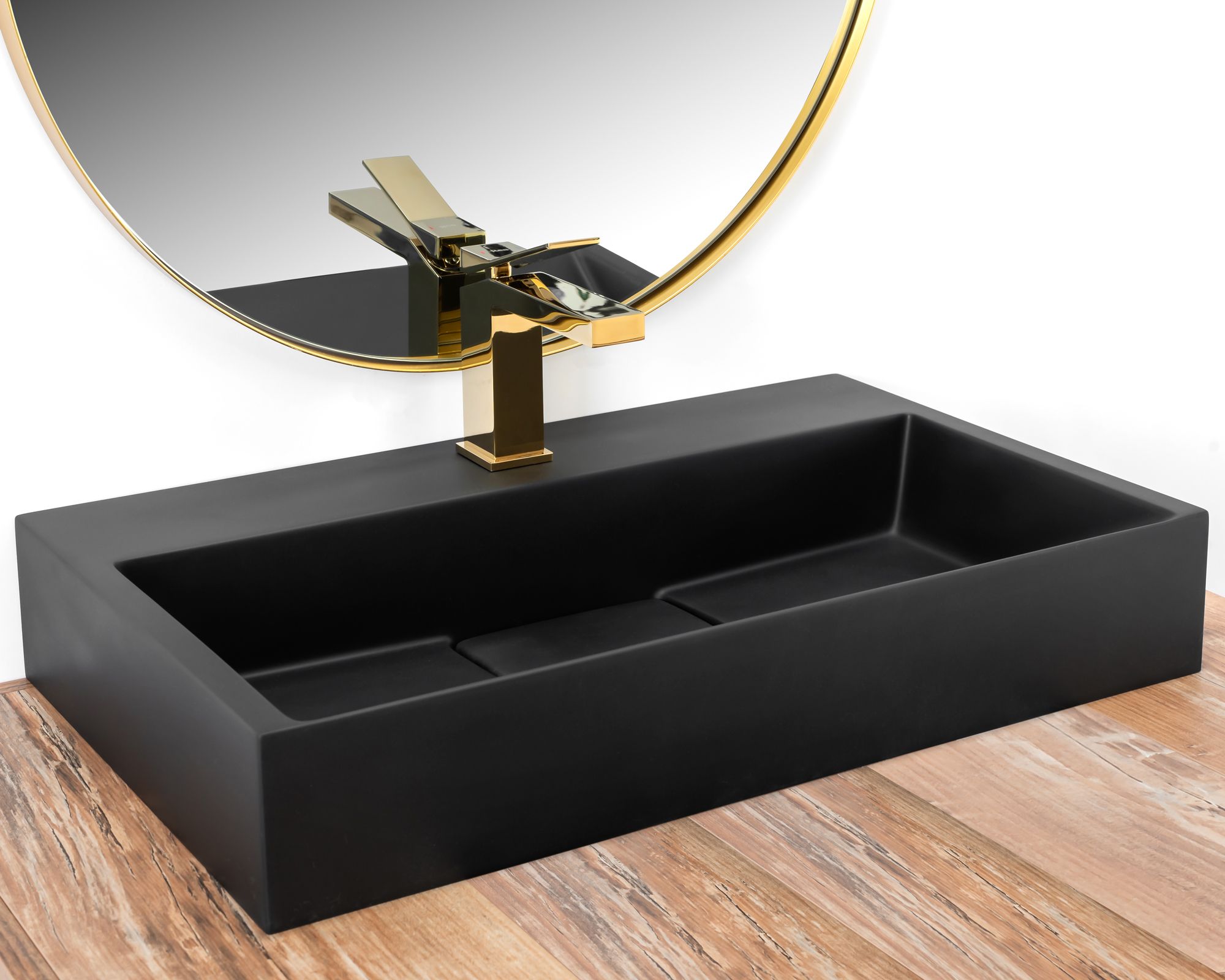 Deskové umyvadlo z konglomerátu REA GOYA 60x37 cm černé mat - Obrázek 2