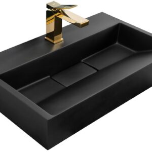 Deskové umyvadlo z konglomerátu REA GOYA 60x37 cm černé mat