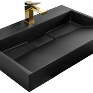 Deskové umyvadlo z konglomerátu REA GOYA 70x46 cm černé mat