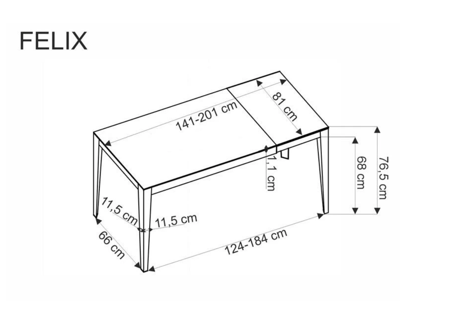 HALMAR Rozkládací jídelní stůl Felix 141/201 cm bílý mramor/černý - Obrázek 2