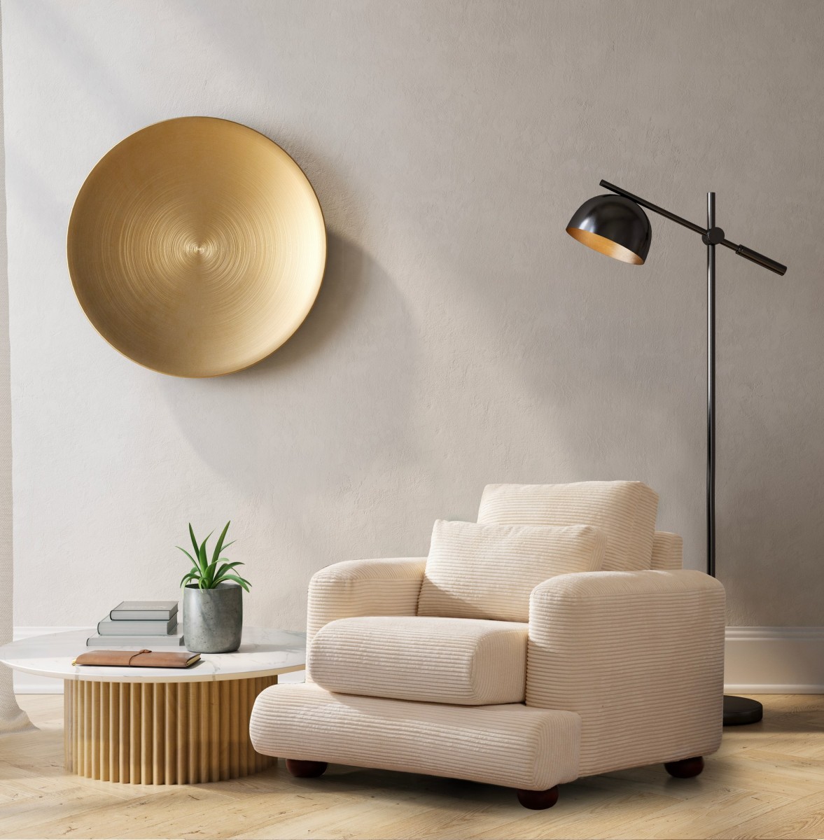 Hanah Home Designové křeslo River béžové - Obrázek 2