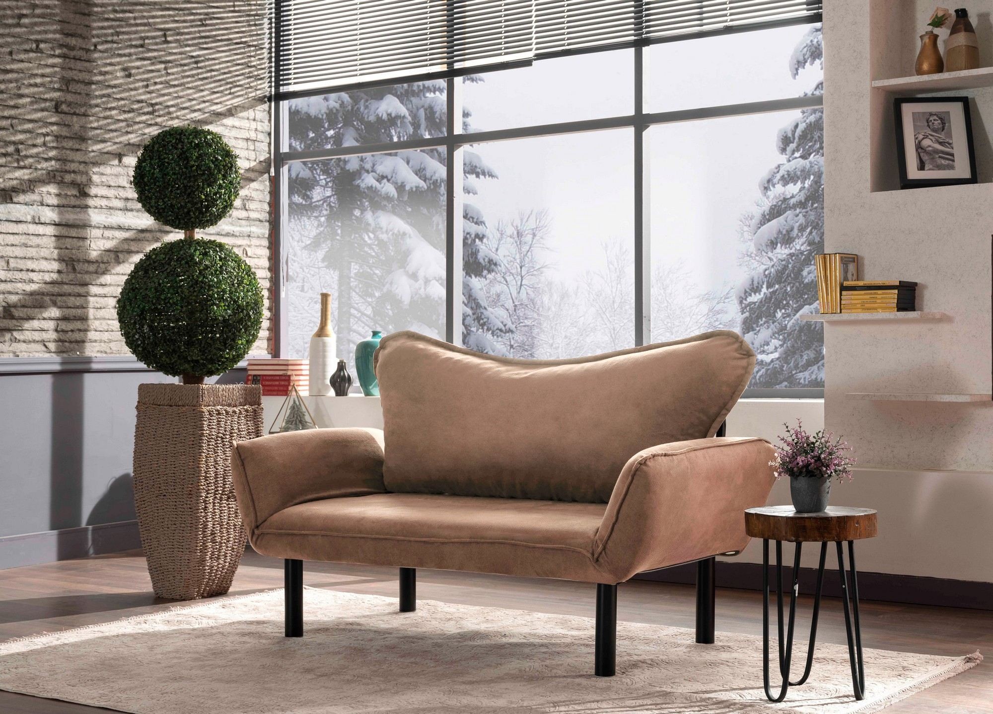 Hanah Home Dvoumístná pohovka Chatto 150 cm světle hnědá - Obrázek 2