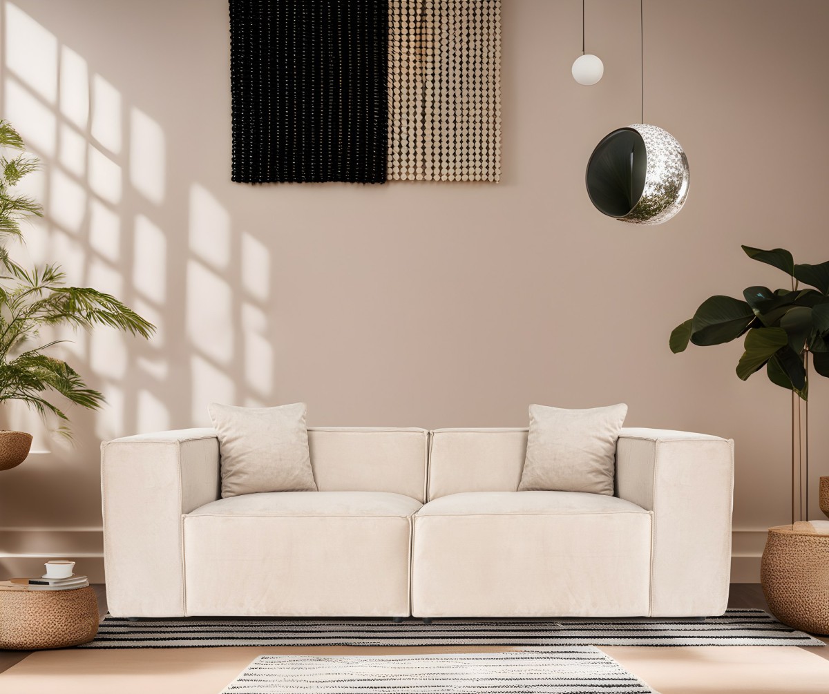 Hanah Home Dvoumístná pohovka Lora 220 cm krémová - Obrázek 2