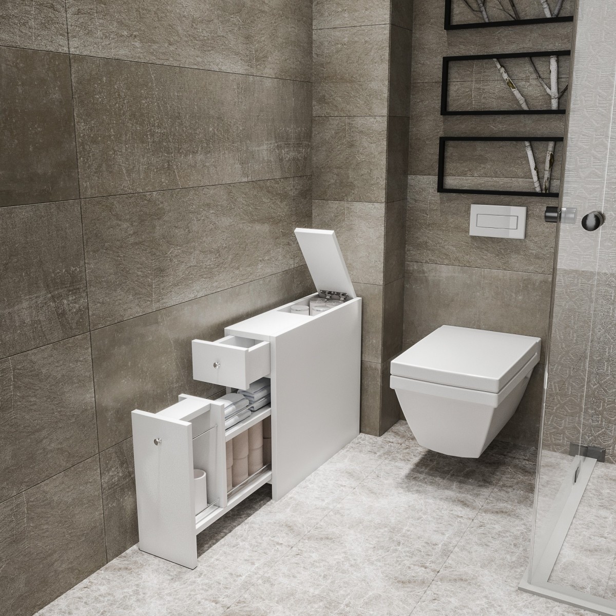 Hanah Home Koupelnová skříňka Calencia 55 cm bílá - Obrázek 2
