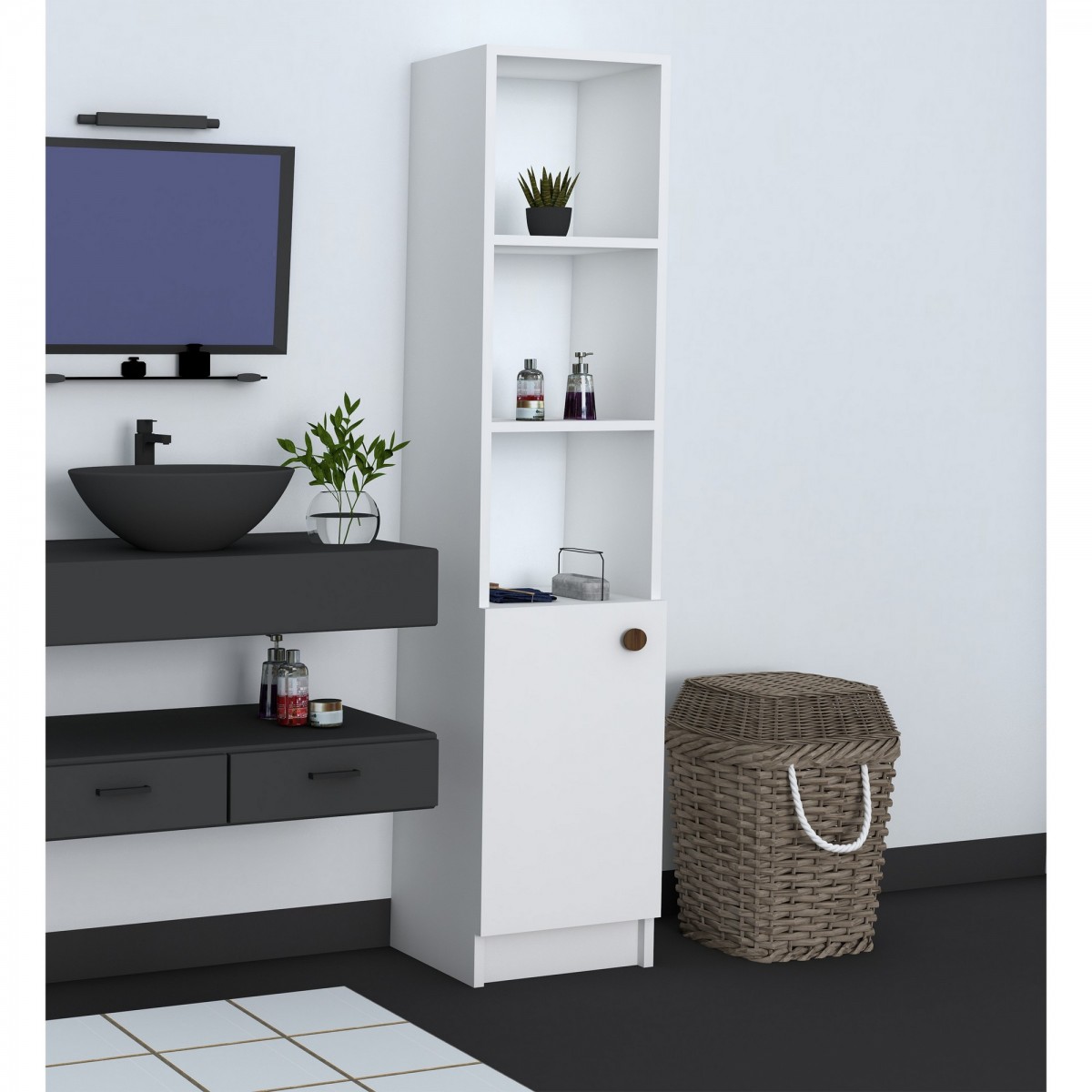 Hanah Home Koupelnová skříňka Tred bílá - Obrázek 2
