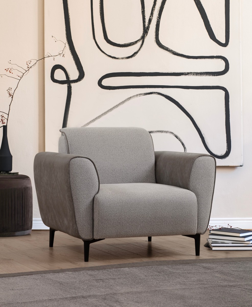 Hanah Home Křeslo Aren ekokůže šedé - Obrázek 2