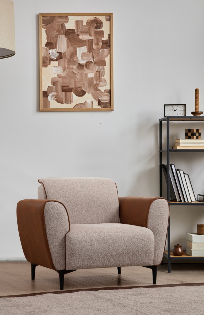 Hanah Home Křeslo Aren ekokůže skořicové/hnědé - Obrázek 2