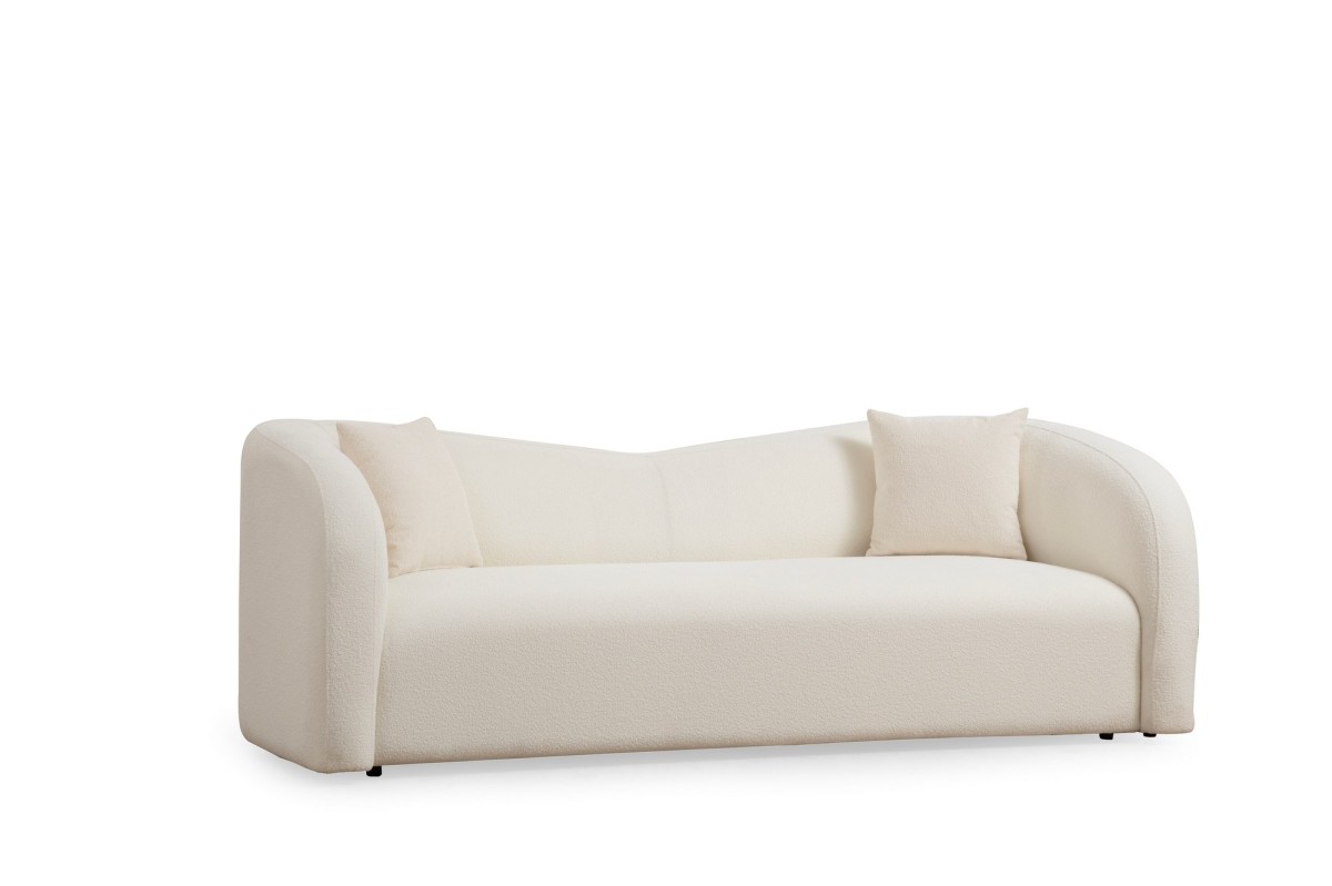Hanah Home Třímístná pohovka Asos 225 cm bouclé krémová