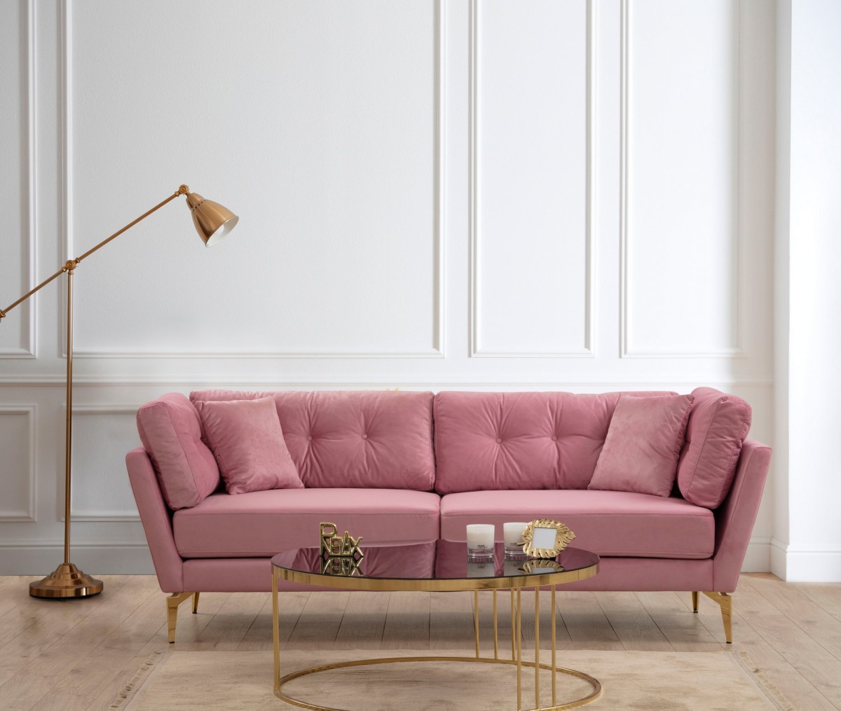 Hanah Home Třímístná pohovka Mapa 214 cm růžová - Obrázek 2