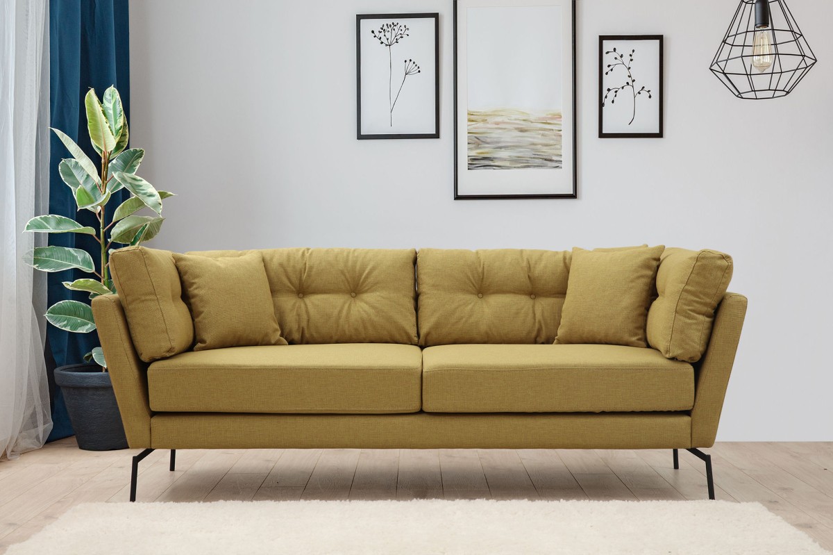 Hanah Home Třímístná pohovka Mapa 214 cm žluto-zelená - Obrázek 2