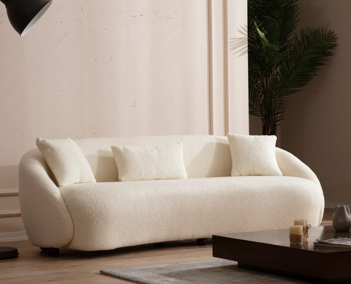 Hanah Home Třímístná pohovka Napoli 230 cm boucle krémová - Obrázek 2