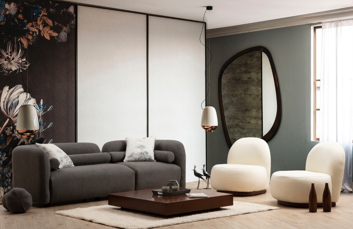 Hanah Home Třímístná pohovka Victoria 228 cm boucle šedá - Obrázek 2