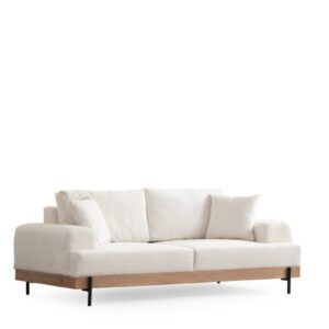 Hanah Home Třímístní pohovka Eti 220 cm bílá/dub přírodní