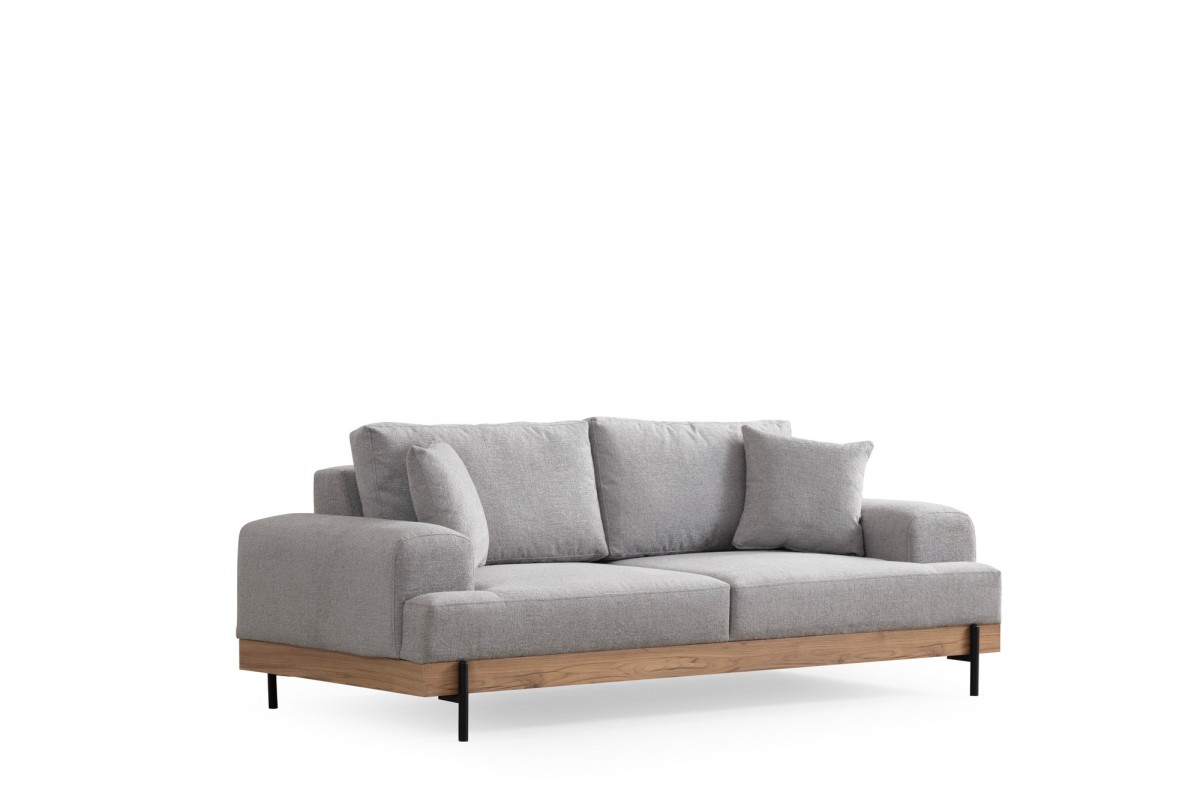 Hanah Home Třímístní pohovka Eti 220 cm šedá/dub přírodní