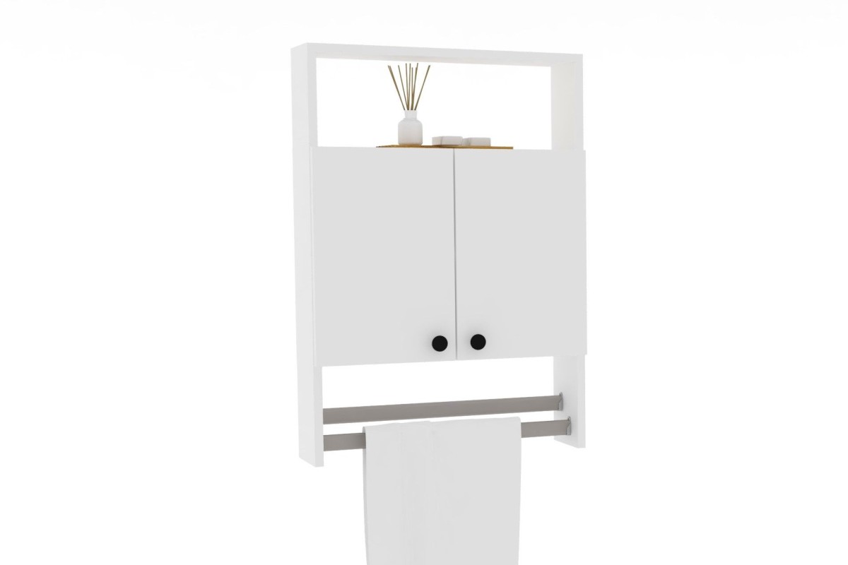 Kalune Design Závěsná koupelnová skříňka s věšákem na ručníky Banyo bílá - Obrázek 2