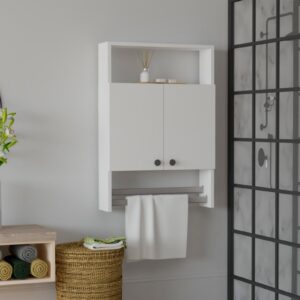 Kalune Design Závěsná koupelnová skříňka s věšákem na ručníky Banyo bílá