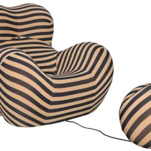 LivinHill Designové křeslo Nua s podnožkou béžové/černé