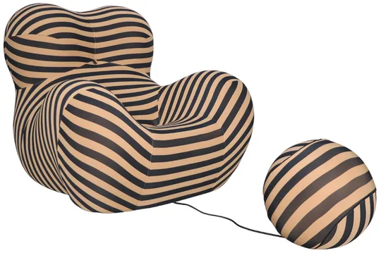 LivinHill Designové křeslo Nua s podnožkou béžové/černé