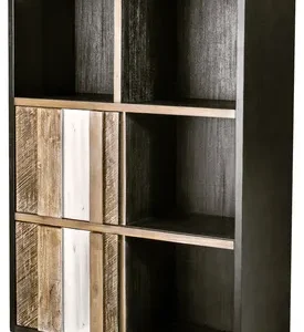 LivinHill Knihovna Adesso 90 cm z masivu hnědý/černý