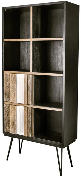 LivinHill Knihovna Adesso 90 cm z masivu hnědý/černý