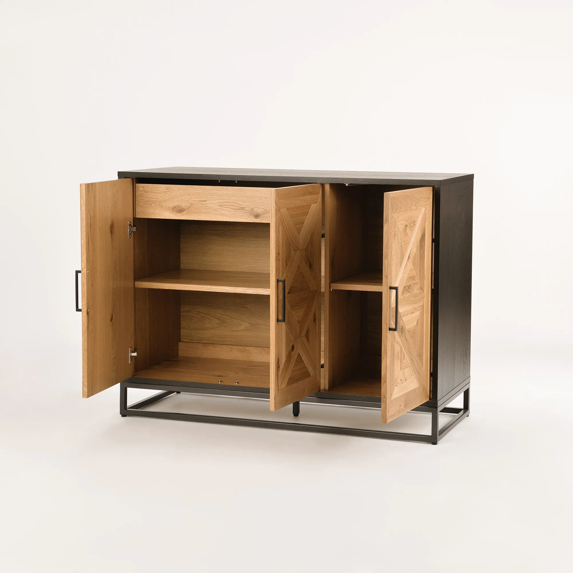 LivinHill Komoda Indus 117 cm z masivu dub přírodní/grafit - Obrázek 2