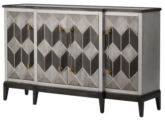 LivinHill Komoda Stilig ST504 152 cm z masivu šedá/zlatá